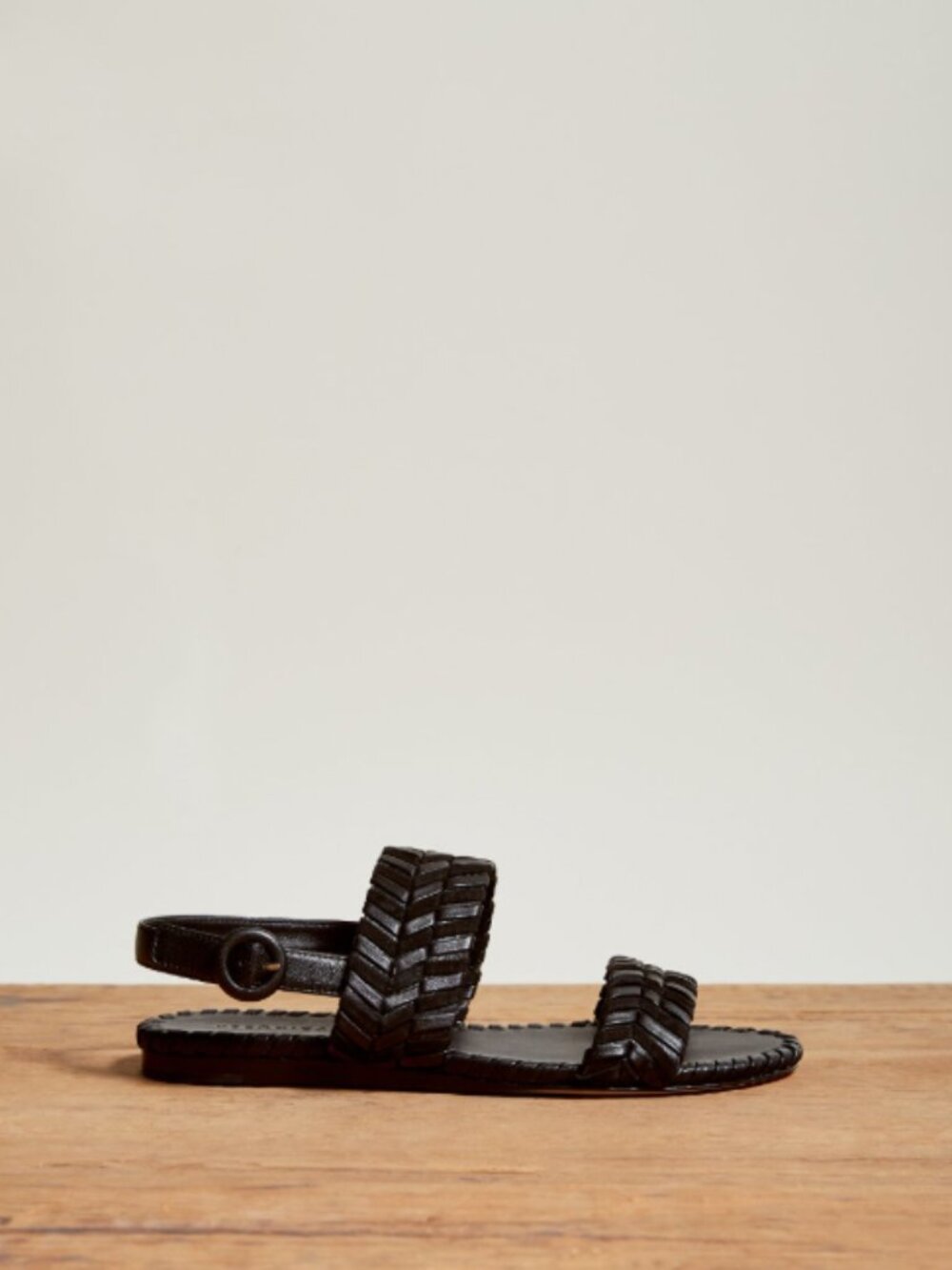 Veronica Beard Black Braided Leather Slingback Sandals